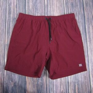 Dixxon Shorts Mens 2XL Burgundy Stretch Drawstring Athletic Swim Trunks Fast Dry